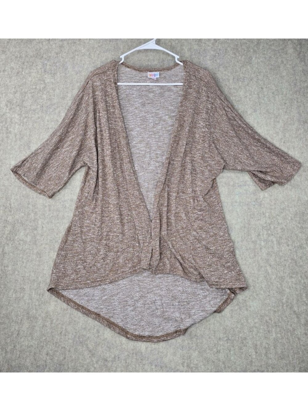LuLaRoe Womens Heathered Brown Open Front Cardigan Small Lightweight Knit